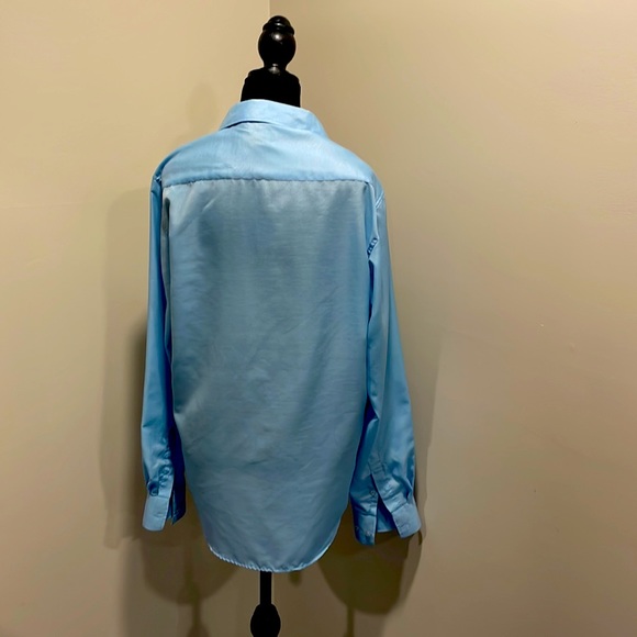 Cotton & Polyester Blend Light Blue Button Up Blouse - Picture 3 of 3